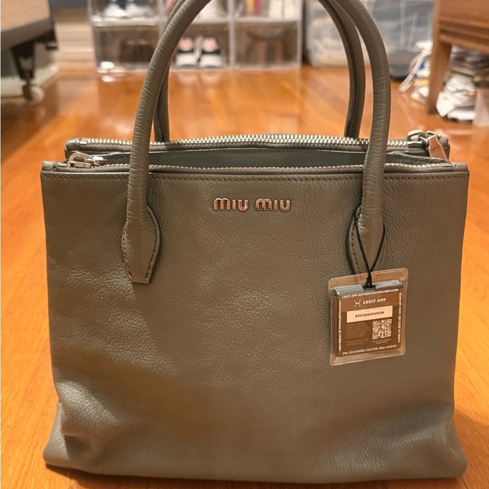 Miu Miu Olive Leather Satchel